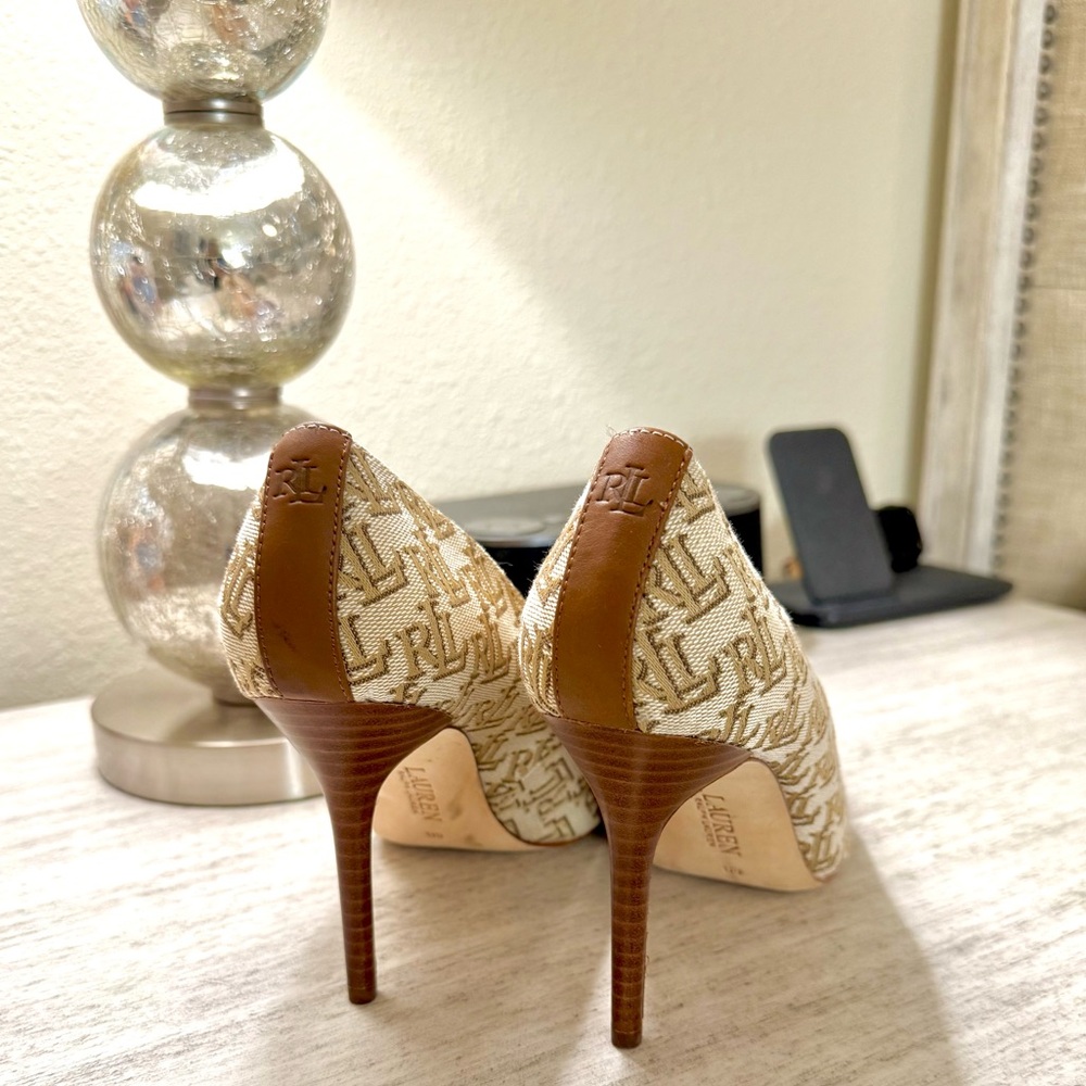 RALPH LAUREN Women's Brown and Cream Pumps - Picture 11 of 17